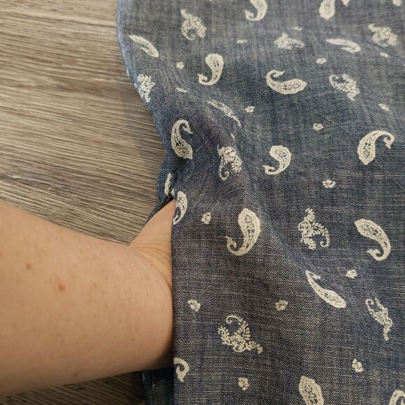 100% Cotton Size M Sleeveless Tank Dress Chambray Paisley Beachy Vacation Boho - Picture 5 of 7
